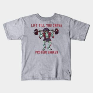 Protein shakes Zombie Apocalypse deadlift zombie gym motivation Kids T-Shirt